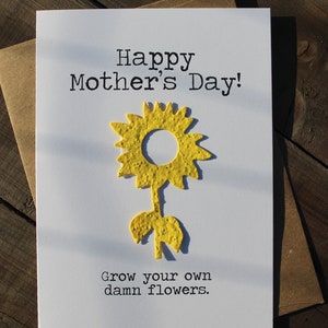 Happy Mother's Day...Grow your own damn flowers 16 seed paper colors available, multiple shapes available image 1