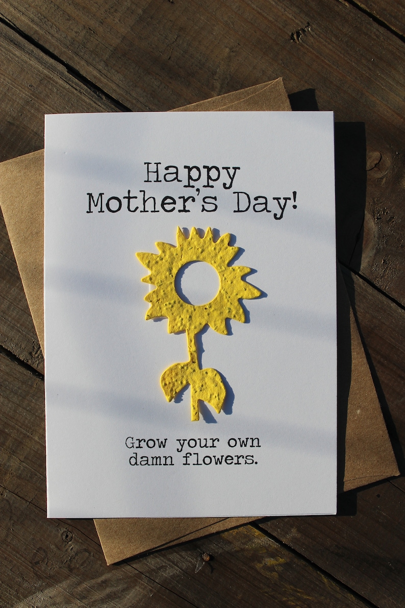 Happy Mother's Day...Grow your own damn flowers 16 seed paper colors available, multiple shapes available image 1