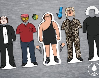 Frank Reynolds Fridge Magnet Doll - Paper Doll Outfits Always Sunny Inspired IASIP Dayman Nightman TV Show Parody 6" Set