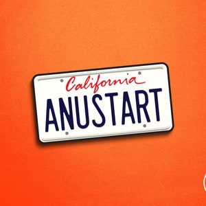 Anustart License Plate Vinyl Sticker - Tobias Funke A New Start Blue Myself Bluth Arrested TV Show Parody | 3&quot; Die-Cut Permanent Waterproof