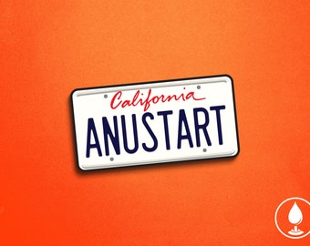 Anustart License Plate Vinyl Sticker - Tobias Funke A New Start Blue Myself Bluth Arrested TV Show Parody | 3" Die-Cut Permanent Waterproof
