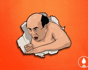 Frank Reynolds Man In Couch Vinyl Sticker - Mantis Toboggan Troll Toll IASIP Always Sunny TV Show Parody | 3.5" Die-Cut Permanent Waterproof