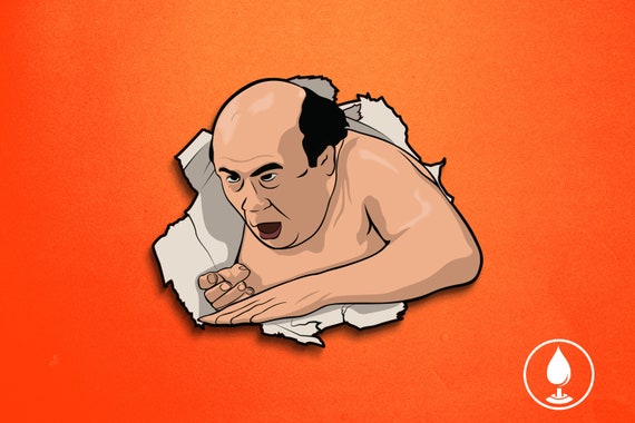 Frank Reynolds Man In Couch Vinyl Sticker - Mantis Toboggan Troll Toll IASIP Always Sunny TV Show Parody | 3.5" Die-Cut Permanent Waterproof