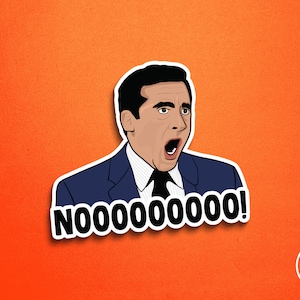 Michael Scott NO! Vinyl Sticker - Dunder Paper Company Schrute Farms Scranton Jim Pam TV Show The Office Parody | 3&quot; Permanent Waterproof