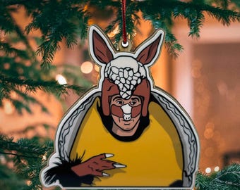 Holiday Armadillo Wooden Hanging Ornament - Ross Friends I'll Be There For You Merry Christmas Geller Happy Hanukkah Santa TV Show Parody