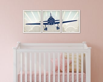 AIRPLANE Wandkunst - Flugzeug Dekor, Flugzeug Kunstdruck, Flugzeug Kinderzimmer