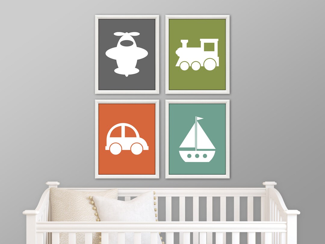 8x10 (4) NURSERY TRANSPORTATION PRINTS - Nursery Art, Nursery Decor ...