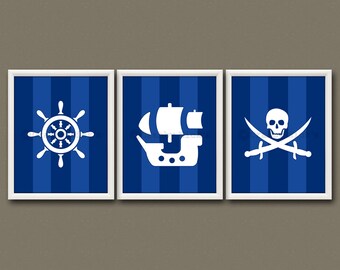 PIRATE PRINTS - Nautical, Nursery Print, Nautical Print, Pirate, Baby Shower, Baby Boy, Baby Girl, Nautical Art, Pirate Ship, Salt Life