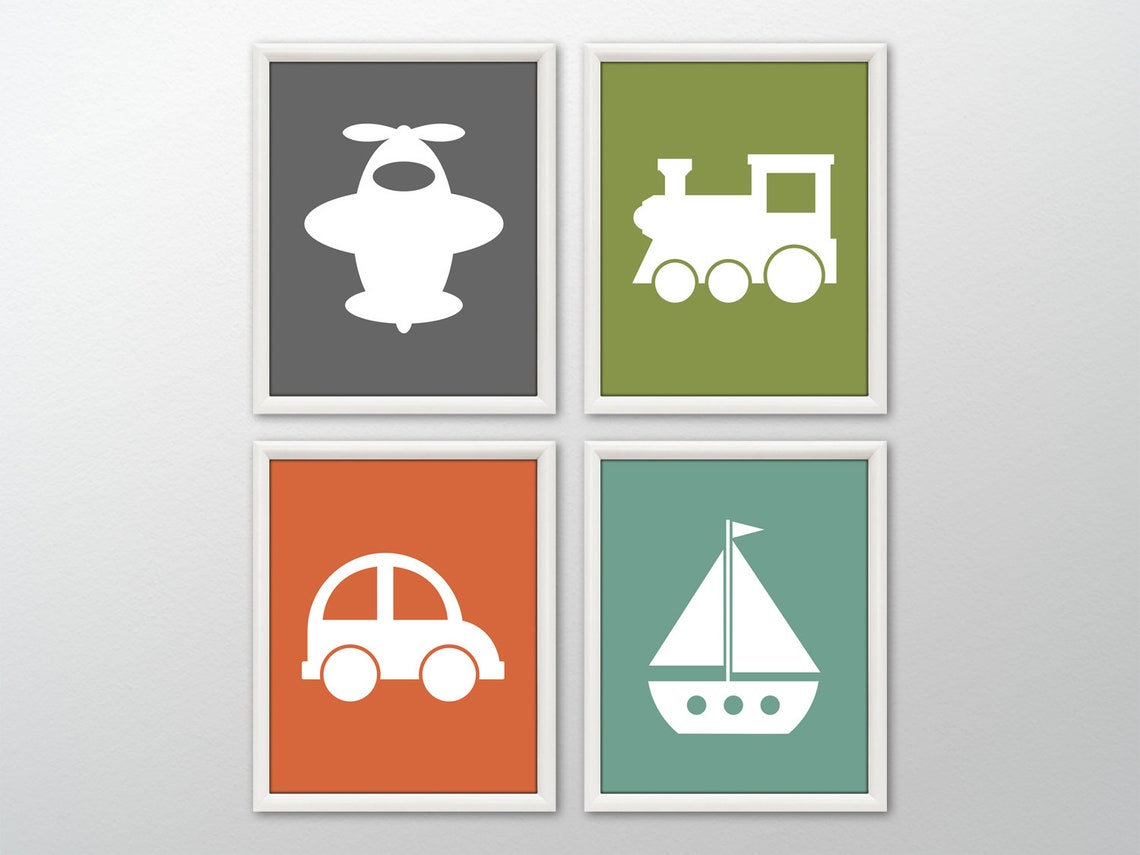 8x10 4 NURSERY TRANSPORTATION PRINTS Nursery Art Nursery - Etsy