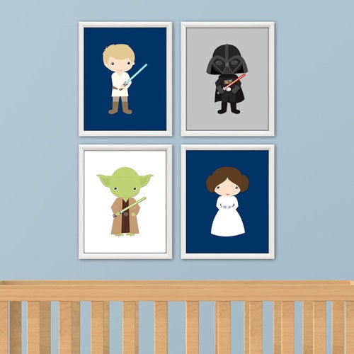 Star Wars Nursery Wall Decor Custom Colors Starwars Wall Etsy