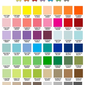 May include: A color chart with 36 different color swatches, each labeled with a color name and a code. The color chart is titled "CRABBY NICK'S Color Chart" and features a cartoon crab at the top.