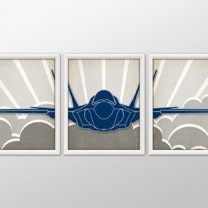 FIGHTER JET Wall Art - Airplane Decor, Airplane Nursery, Military Decor, F35