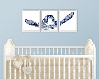 Sea Turtle Art Print – Ocean Wildlife Wall Decor, Marine Life Poster, Coastal Beach House Wall Art