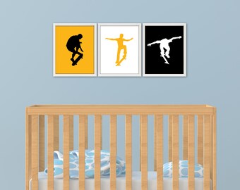 Skateboard - Deportes, decoración deportiva, ducha de bebé, cumpleaños de skate, niño bebé, niño pequeño, vivero de skateboard