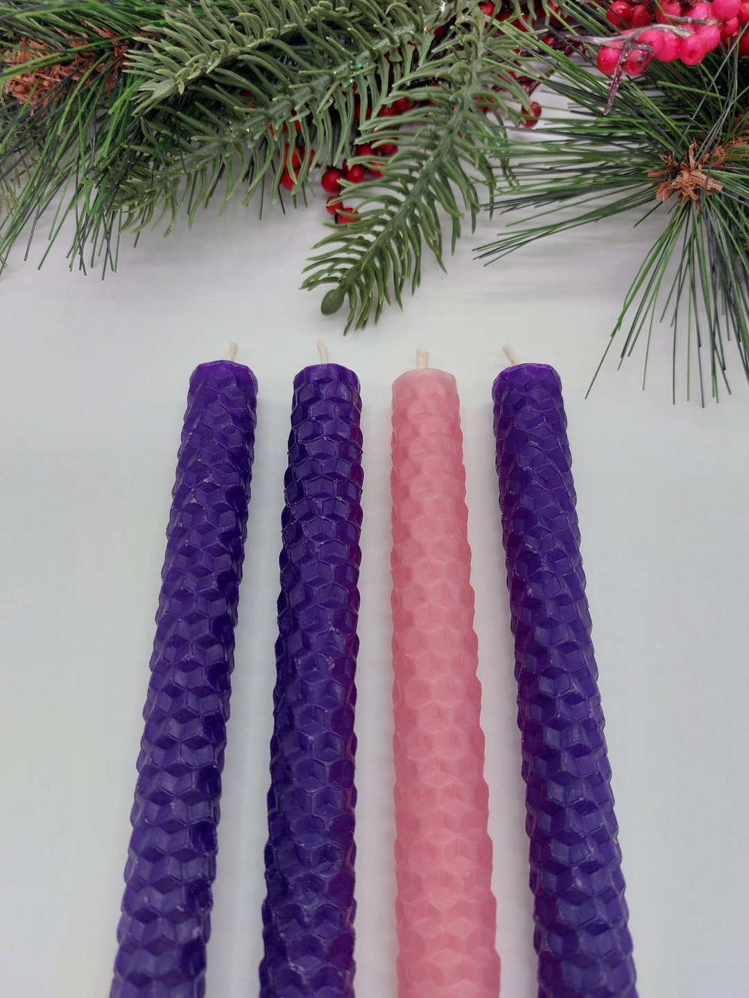 Hand Rolled Advent Candlesbeeswax Advent Candlesadvent Candles Etsy