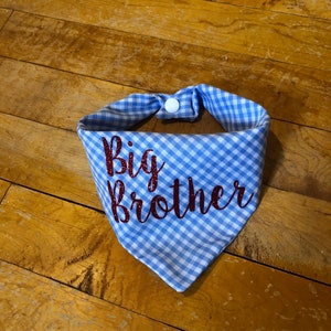 Big Brother Dog Bandana -Blue Gingham