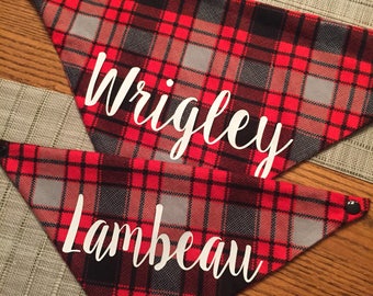 Personalized flannel dog bandana