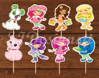 Strawberry Girls Cupcake Toppers-set 1