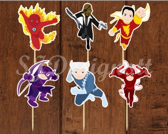 Superhero in action Cupcake Toppers-set 1