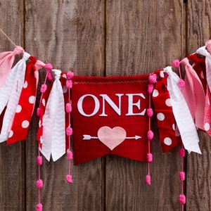 Valentine’s Day first birthday highchair banner, tassel, one year old, sweet one, 1st birthday decor, party ideas for kids, gender neutral