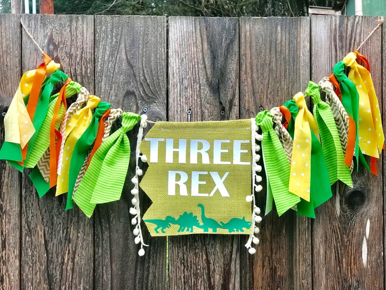 Dinosaur Birthday Decorations Highchair Banner High Chair Etsy