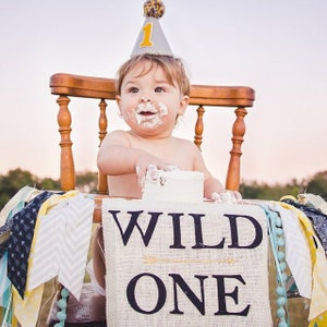 wild one first birthday party| high chair banner| 1st birthday party decor| boys 1st birthday party| where the wild things are