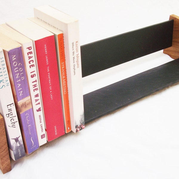 Oak Slate Design Long Book Rack - Modern Contemporary Style