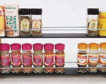 Oak Slate Design Spice Herb Rack 2 Tier 20 Jar Modern Contemporary Style Deep Shelves for Larger Spice Jars Boxes Kilner Jars Etsy
