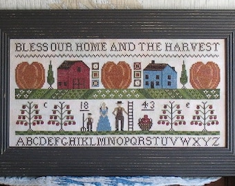 Primitive cross stitch sampler pattern BLESS THE HARVEST pdf