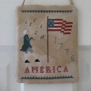 Primitive Patriotic Cross Stitch PDF Pattern Colonial Gent