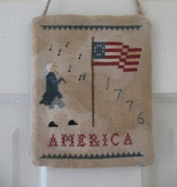 Primitive Patriotic Cross Stitch Pdf Pattern Colonial Gent Etsy