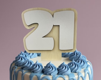Birthday Cake Topper | Wooden Topper for Birthday Cake with Age | Birthday Cake Decoration | Custom Sign with Number and Name for Birthday