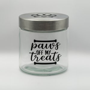 Customizable Glass Pet Treat Jar: Stainless Steel Lid, Dog & Cat Treats