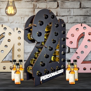 Bottle Holder for Personalized 21st Birthday Gift or Any Age | Alcohol Bottles Shot Birthday Gift | Tequila Gifts | Whiskey Lover Gift