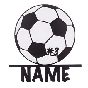 Placa com nome de bola de futebol personalizada: decoração esportiva personalizada