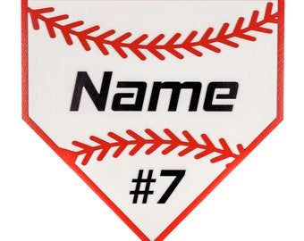 Personalized Baseball Sign with Name & Number | Custom Name Sign Wood Baseball Room Decor Baseball Lover Gift Baseball Player Gift