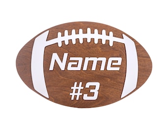 Custom Football Sign with Name and Number, Laser Cut Wooden Personalized Football Sign Football Lover Player Gifts Football Wall Decor