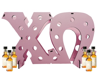 Sorority Letters Liquor Bottle Holder Customized with Color & Greek Letters | Sorority Party Decorations | Alcohol Drinking Games | Merch