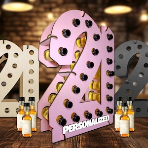 21st Birthday Party Decor For Her Birthday Celebration Event Sign Bottle Holder Custom Gift Party Table Decor Pink Centerpiece For Daughter