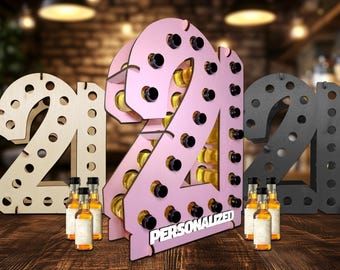 21st Birthday Party Decor For Her Birthday Celebration Event Sign Bottle Holder Custom Gift Party Table Decor Pink Centerpiece For Daughter