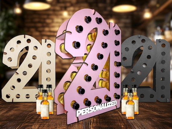 21st Birthday Shot Bottle Holder | Holds 21 Mini Liquor Bottles | 21st Birthday Decorations | Finally 21 Birthday | Legal at Last Gifts