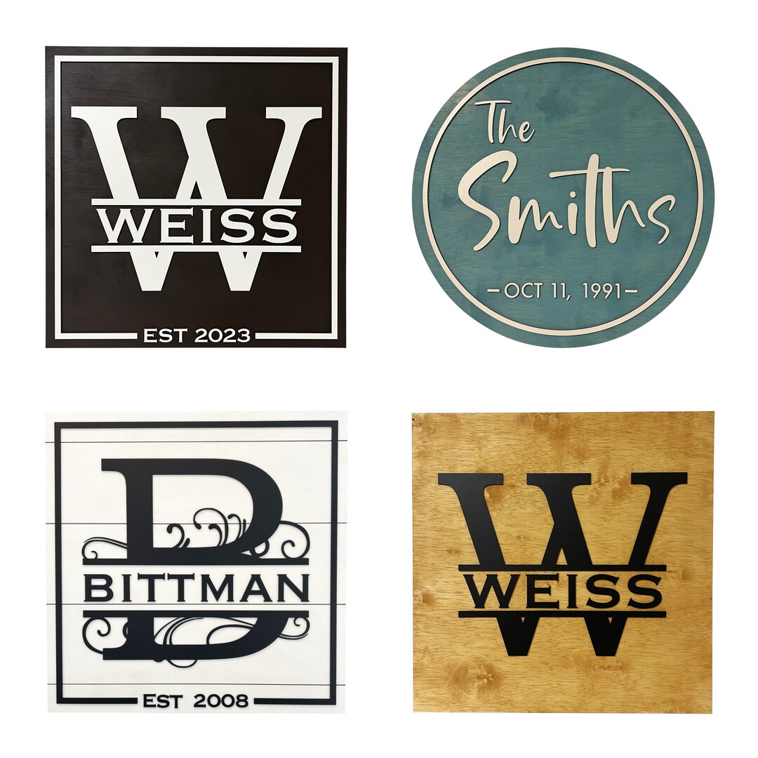 Personalized Family Name Wooden Sign: Laser Cut Multi-layered Design - Etsy