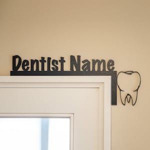 Dentist Entrance Sign with Tooth | Business Name Sign for Door | Company Door Sign | Custom Door Sign with Name | Entrance Door Trim Sign