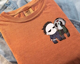 Halloween Little Spookie Characters Selfie Shirt, Original Fan Art Horror Characters, Pocket Chibi