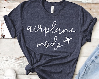 Airplane Mode Heather Colors Premium Soft Comfy Travel Tee for Women Groups Cruise Tours