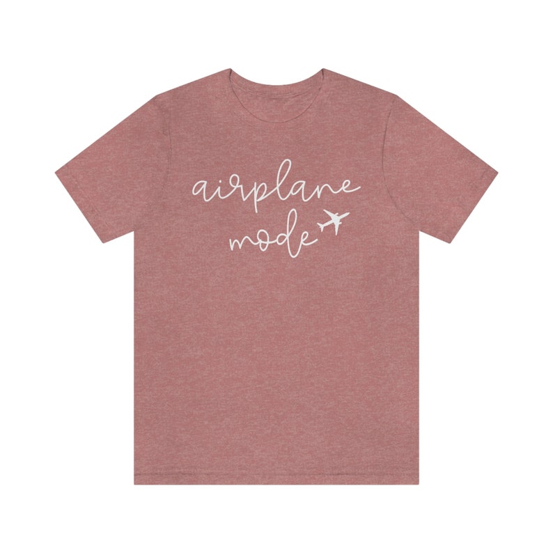 Airplane Mode Heather Colors Premium Soft Comfy Travel Tee for Women Groups Cruise Tours Heather Mauve