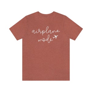 Airplane Mode Heather Colors Premium Soft Comfy Travel Tee for Women Groups Cruise Tours Heather Clay