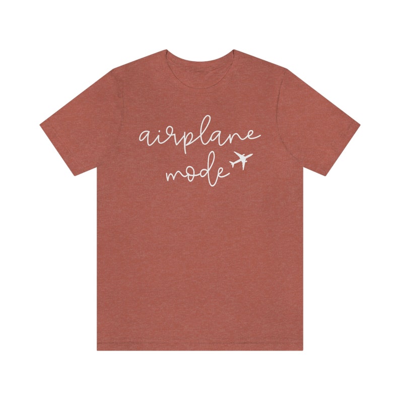 Airplane Mode Heather Colors Premium Soft Comfy Travel Tee for Women Groups Cruise Tours Heather Clay