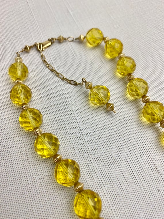 Citrine and Gold  Bead Necklace Handmade Vintage S