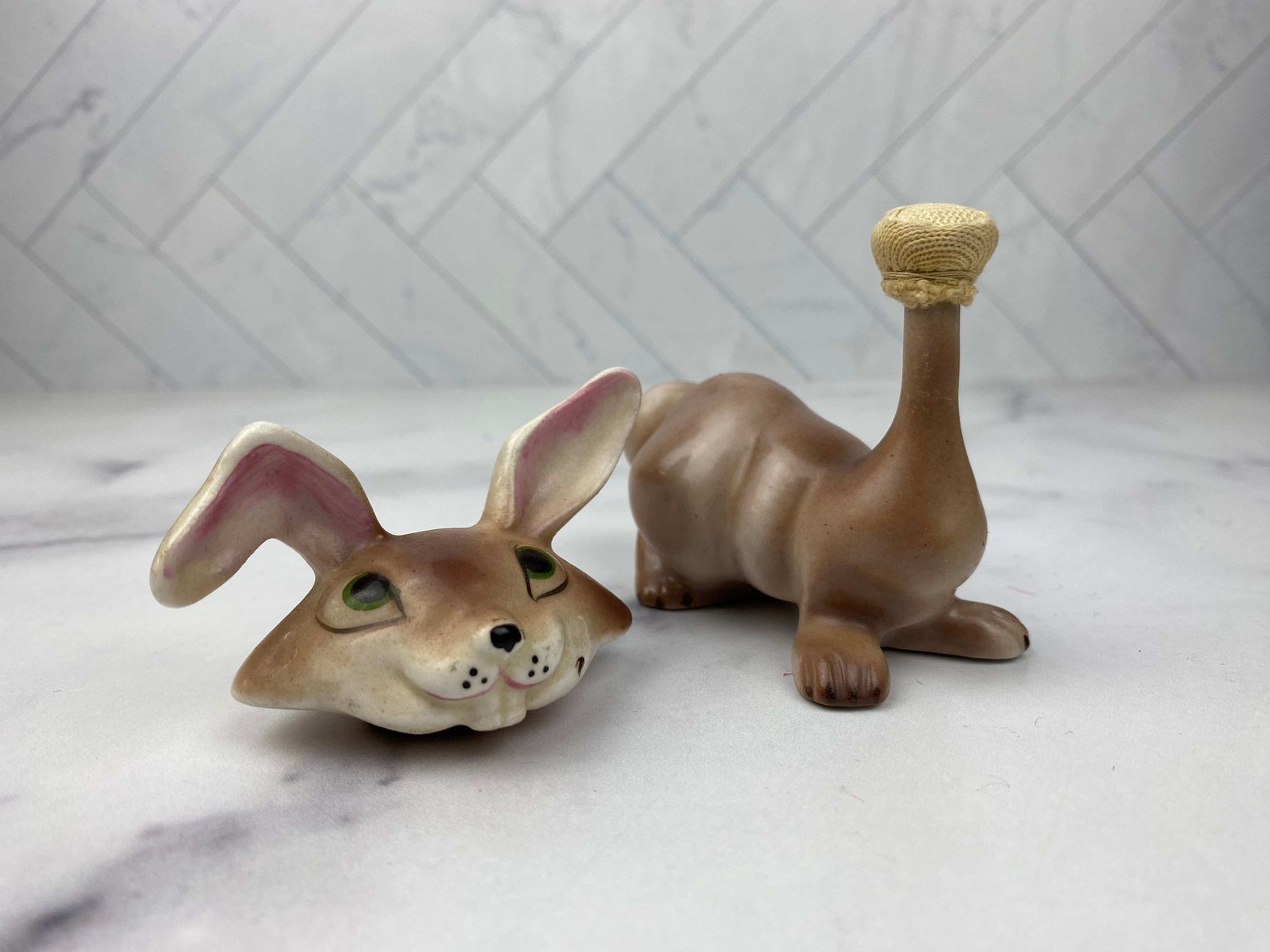 1940s Ceramic Bobblehead Rabbit - Etsy